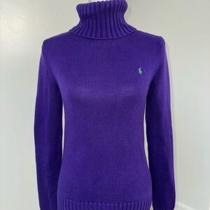 Ralph Lauren Sport Purple Turtleneck Sweater Women’s Medium Cotton Knit